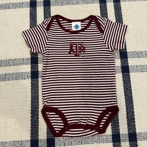 Texas A&M Striped Maroon Baby Onesie 6-9m (never worn)